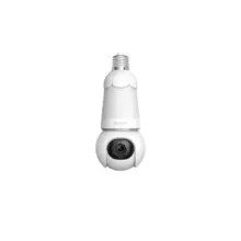 Bulb shaped security camera with a round lens at the base and the Imou branding on a white band set against a white background