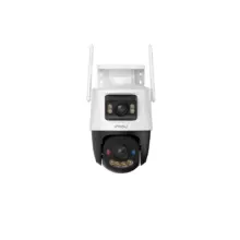 White security camera unit with dual antennas and a dome-style infrared camera housing, branded IMOU.