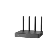 Wi‑Fi router with four external antennas on a black rectangular body, ready for wireless network distribution.