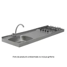 Mesón En Acero Inox Lavaplatos Izquierda 150 cm Challenger