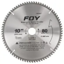 Disco Sierra Circular Para Corte Madera 10" 80 Dientes Foy