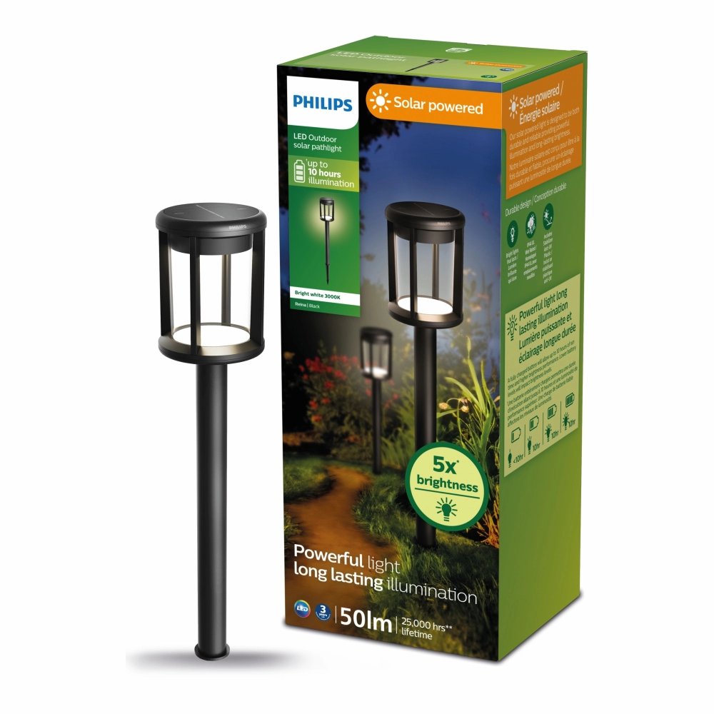 Estaca Solar Led Deco 0.6w 50lm Reina Luz Cálida Philips