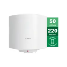 White Bosch 50-liter electric storage water heater with 220V badge on the side.