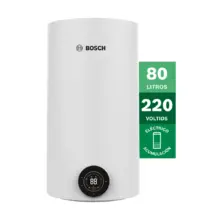 Bosch white electric water heater, 80 L capacity, 220 V, with round digital control at the bottom