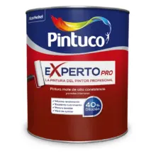 Pintuco Externo Pro metal paint can with blue and red label and a roller image brand Pintuo logo visible