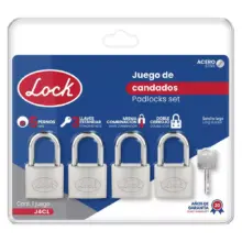 Candados Gancho Largo 38 mm Acero (Jgo. 4 Pzas.) Lock