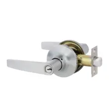Metal door lever handle with a keyed deadbolt and latch mechanism