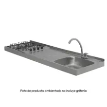 Mesón En Acero Inox Lavaplatos Derecho 150 cm Challenger