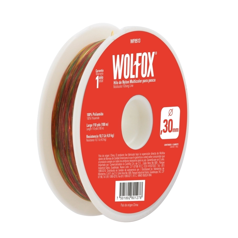 Hilo De Pescar Nylon 0.60mm Multicolor 100M Wolfox Wf9517