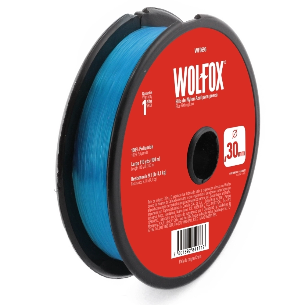 Hilo De Pescar Nylon 1.0mm Azul 100M Wolfox Wf9704